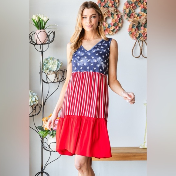 Heimish US Flag Theme Contrast Tank Dress - Picture 6 of 7